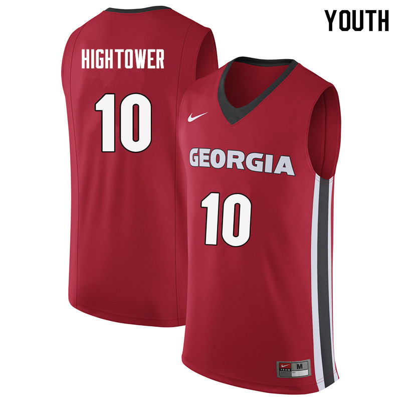 Youth #10 Teshaun Hightower Georgia Bulldogs College Basketball Jerseys Sale-Red - Click Image to Close